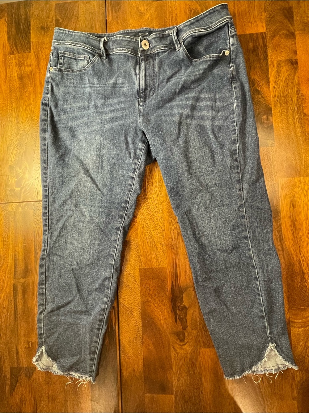 J. Jill Dark Blue Cropped Frayed-Hem Jeans